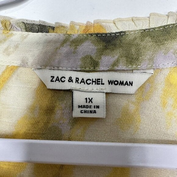Zac & Rachel Blouse Long Sleeve Yellow Tie Dye  Sz 1X - Picture 12 of 12